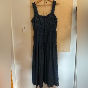 Doen x gap blue eyelet maxi dress with smocking
